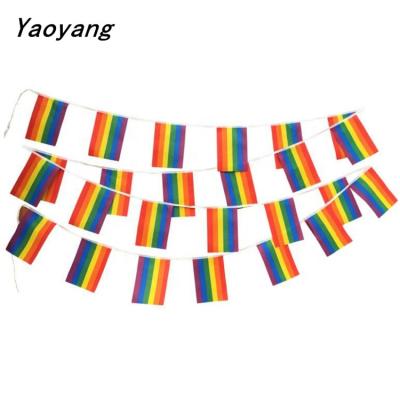 China Custom Square Sports Club Flags Lesbian LGBT Gay Pride Flag For Party Rainbow String Flag for sale