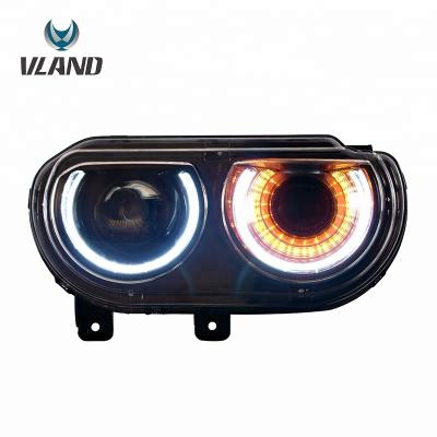 China Automobile Lamp Vland Led Head Lamp For 2008-2014 Dodge Challenger Modificada Head Light With Sequential Indicator Turn Signal for sale