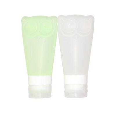 China Wholesale 83ml Outdoor Portable Silicone Slit Rubber Bottle Cartoon Cute Owl Shampoo Factory Travel Cute Sucker Lotion Bottle for sale