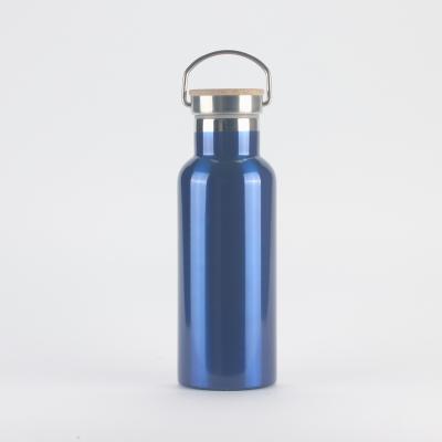 中国 Sustainable Standard Mouth 350ml/500ml/600ml/750ml Double Wall Insulated Sports Water Bottle Stainless Steel With Bamboo Lid 販売のため