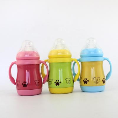 China Double Wall Insulated Baby Feeding Bottle BPA Free Hot And Cold 304 Stainless Steel Wide-Neck Wide-Neck With Silicone Nipple for sale