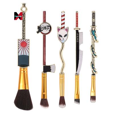 China 5pcs/set Flat Brush Anime Cosplay Demon Slayer Kimetsu Japan No Yaiba Makeup Brush for sale