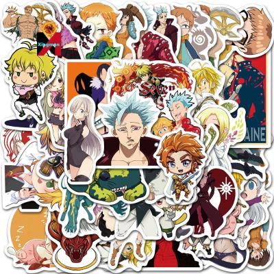 China 50pcs Water Bottle Luggage Laptop Sticker Anime Seven Deadly Sins Waterproof Easy Moving Sticker for sale