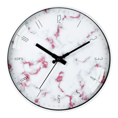 China Modern Marble Texture 12Inch Modern Marble Wall Clock Non Ticking Silent Battery Operated Round Wall Clock for Home, Office for sale