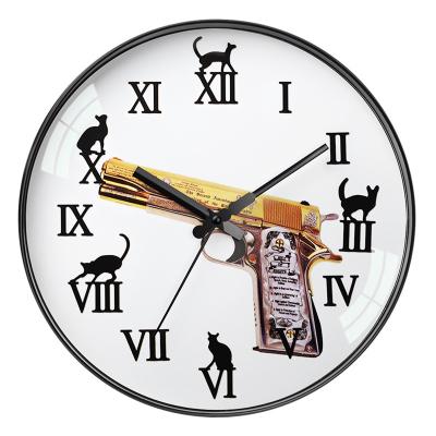 China 12 Inch Non Battery Operated Roman Numbers Wall Clock Movement Modern Ticking Quiet Quartz For Home Office Classroom for sale