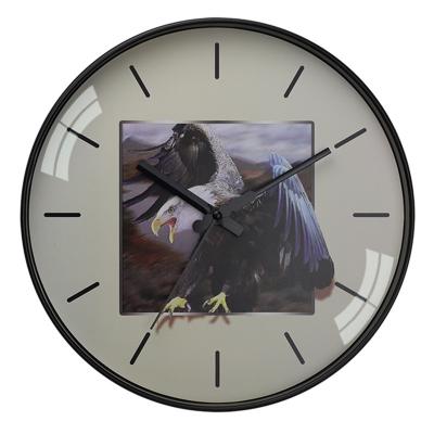 China Modern 12 Inch Wall Clock Movement Battery Operated Non Ticking Quiet Quartz Clock With Bird Print For Living Room, Office for sale