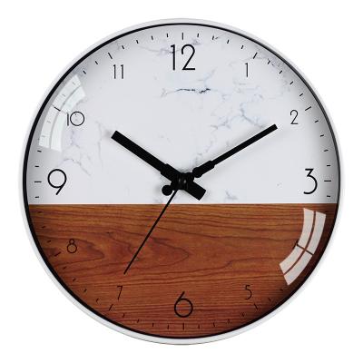 China 12 Inch Modern Marble Silent Clock Designed Battery Operated Elegant Stylish Non-ticking Wall Clock For Home Office for sale