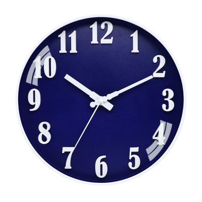 China 12 Inch Modern Blue Wall Clock Movement Battery Operated Non Ticking Quiet Quartz For Home Office Classroom for sale