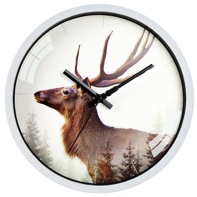 China 12 Inch Modern Animal Printing No Numbers Wall Clock Movement Quiet Quartz Clock For Home Office Classroom for sale