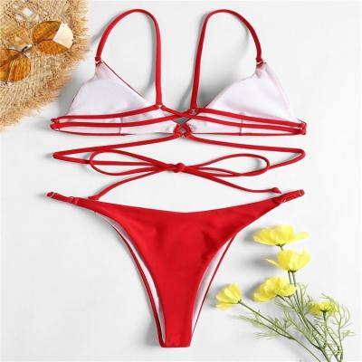 China Non-Toxic Stock Pleat Covered Modest Coverage Woman Underwire Push Up Bikini Set for sale