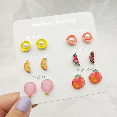 China New All-match FASHIONABLE S925 Korean Silver Color Needle Earrings Set Tasty 6 Pairs Stud Earrings for sale