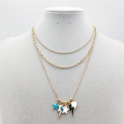 China 2020 FASHIONABLE Five-pointed Star Lightning Spot Multilayer Pendant Necklace Charms Heart Necklace for sale