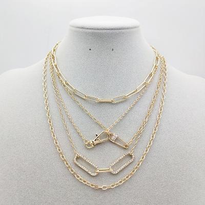 China NEW FASHIONABLE Personality Sweater Necklaces Paperclip Chain Necklace Multilayer Stitching Jewelry for sale