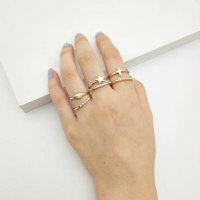 China Fashionable Wholesale Personality Multilayer Joint Ring Women Ring Cheap Minimalist Rings Jewelry 6 Pieces for sale