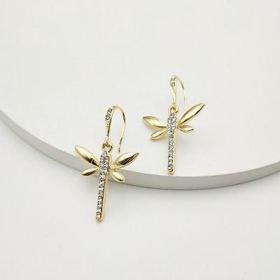 China Best Selling Stylish FASHIONABLE Women's Earrings Jewelry Accessories Rhinestone Dragonfly Stud Earrings for sale