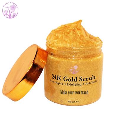 China Exfoliator Private Label 24k Gold Organic Whitening Exfoliating Face Body Scrub for sale