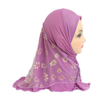 China Wholesale Polyester Ramadan Eid Inner Hijab Undercap Scarf For Kids Girls 2-7 Years Kids Scarves Muslim Headscarf for sale