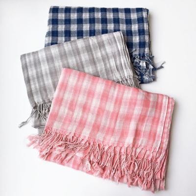 China Luxury Winter Plaid Cotton Scarf Warm Pashmina Foulard Scarves Tassel Shawl Wraps Long for sale