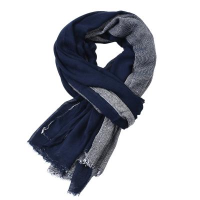 China Winter Tassel Scarf Men's Black Cotton Canvas Scarf Patchwork Longs Scarves Fashion Men's Accessories for sale