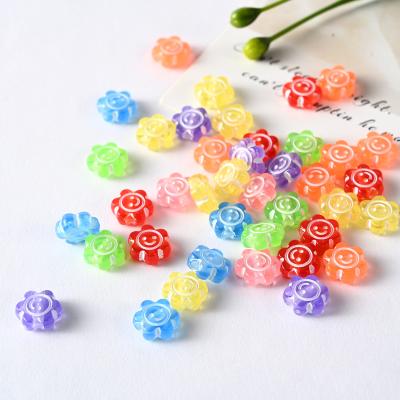 China Wholesale DIY Necklace Bracelet Making Acrylic Beads Smiley Face Acrylic Flower Beads For Jewelry for sale