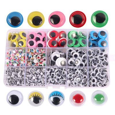 China 4/5/6/8/15mm Plastic Eye Beads Movable Eye Beads With Glue DIY Accessories Box A22298 for sale