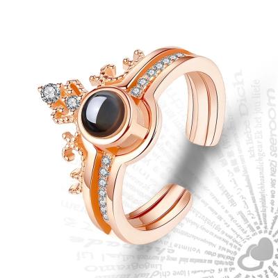 China YISAN D2019 Fashion Women Jewelry Accessories Rose Gold 100 Tongues Memory Projection Romantic Ring I Love You for sale