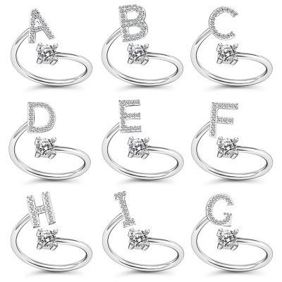 China Adjustable Rhinestone A - Z Letters Initial YISAN Q826 Name Ring Alphabet Rings Stackable Casual/Sporty Women for sale