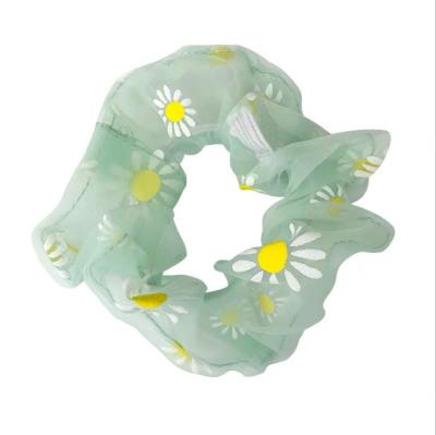 China Hot Sale Cute High Tenacity New Colorful Daisy Gauze And All-match Fancy Scrunchie For Girls for sale