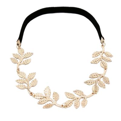 China European and American British European and American fancy romantic leaf headdress olive branch olive branch hair band simple metal gold foil wrap hair decorations for sale