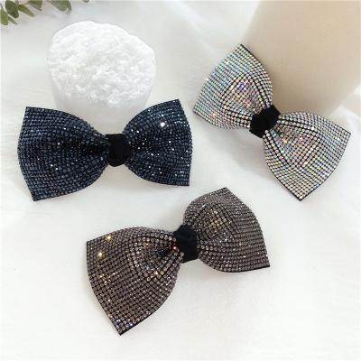 China Headband Bow Hair Barrettes Cut Small Barrettes Crystal Hair Clips Handmade Acrylic Rhinestones Hair Clips for sale