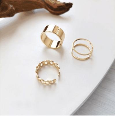 China The other three-piece ring set index light women's fashion personality CIA fashion niche design retro luxury upper cool style for sale