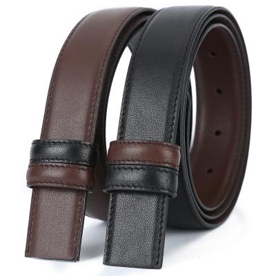 China The first layer cowhide men's genuine leather belt without the main bar of the main layer cowhide leather pants belt pure body belt bar belt match head hundred buckle for sale