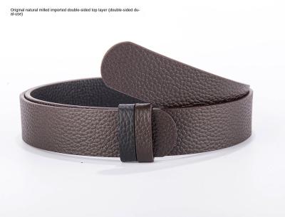 China First layer whip original high-end lychee grain leather belt men's first layer double-sided imported cowhide round hole belt body for sale