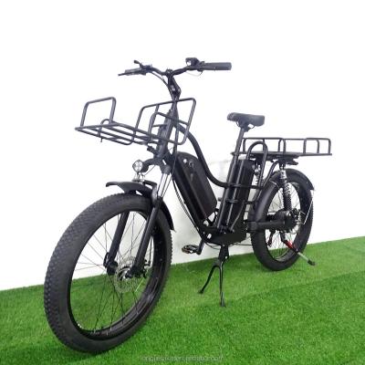 China Long Range Full Aluminum Alloy Cargo Bike 1000w 32Ah +16Ah Fast Electric Cargo Bike 26*3.0 Batteries Dual Tire Fast Electric Bike for sale