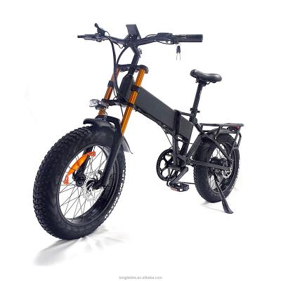 China Aluminum Alloy 750w 48v Motor 17.5Ah Battery 20inch Fat Bike Electric Fat Bike Foldable Full Suspension Ebike for sale