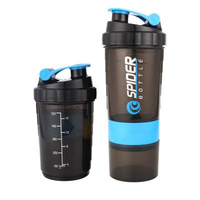 China Sustainable Custom Logo Powder Blender Shaker Protein Cup Sports Plastic Protein Fitness Shaker Bottle for sale