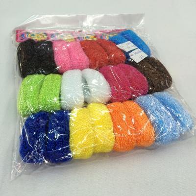 China 24pcs/box Fashionable Polyester Scrunchies Bright Silk Towel Ring Hair Elastic Hair Tie High For Women for sale