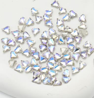 China 200 Pieces/bag Crystal Colorful FlatBack Glass Color Glass Wholesale ab Heart Fix Non-Hot Fake Nail Stone Festival Holiday Finger Decoration 8X9MM for sale