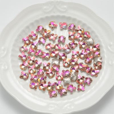 China 200 Pieces/Bag Mermaid Tears Rose Hot Selling Crystal Ab Festival Holiday Finger Decoration 9X10MM Flat Bulk Back Non-Hot Fix Rhinestones For Crafts for sale