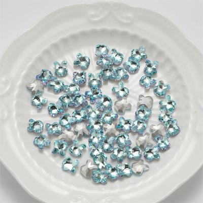 China 200 Pieces/Bag High Quality Nail Art Glass Flatback Rabbit Montana Festival Holiday Finger Decoration 9X10MM Blue Stone Crystal Designs For Clothes for sale