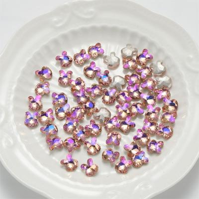 China 200 Pieces/Bag Black Flatback Crystal Glass Purple Amethyst Loose Rabbit Nail Rhinestone Festival Holiday Finger Decoration 9X10MM for sale