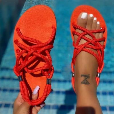 China Damping new ladies pile sandals-men woman spring sandals shoes summer cheap flat rope slippers for sale