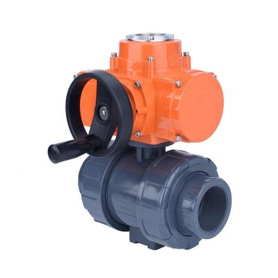 China IP68 24v Explosion Proof Waterproof IP68 UPVC DC Motorized Electric Compact PVC Ball Valve for sale