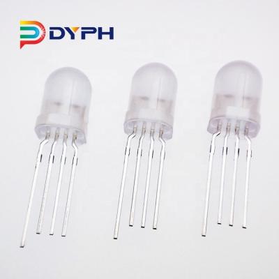 China 12mm RGB DyPh LED Pixel Light Through Hole Dip Type Led Milky / Fog PINS 4 Lens RGB LED WS2812 IC Built-in 8mm Led Diode For 12V RGB Pixel Light for sale