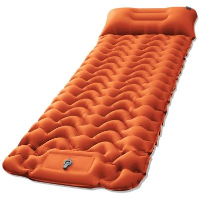 China New TPU Foot Press Yellow Inflatable Sleep Pad Inflatable Sleep Pad With Electric Pump for sale