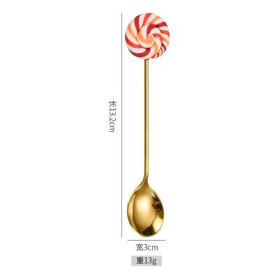 China Supermarket viable cartoon cute stainless steel cake candy shaped coffee shop ice cream donuts dessert shop spoon fork for sale