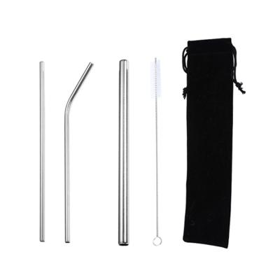 China Viable Straws Set Portable Drinking Straws Set 304 Metal Stainless Steel Reusable Straws For Overseas Travel Wholesale With Custom Logo for sale