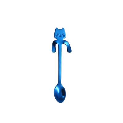 China Creative Viable Cartoon Cat Spoon Bear Spoon 304 Stainless Steel Cup Hanging Spoon For Coffee Mug Cup for sale