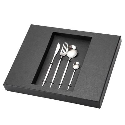 China Viable Silver Plated Stainless Steel Matte Cutlery Set Kitchen Fork Spoon Knife Cutlery Set With Gift Box for sale