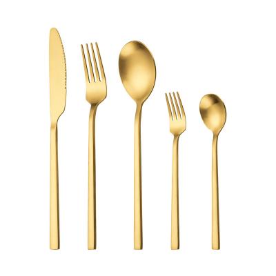 China Viable Simple Style Stainless Steel Cutlery Set Spoon Hotel Gift Gold Cutlery and Fork Set Wedding Cutlery for sale